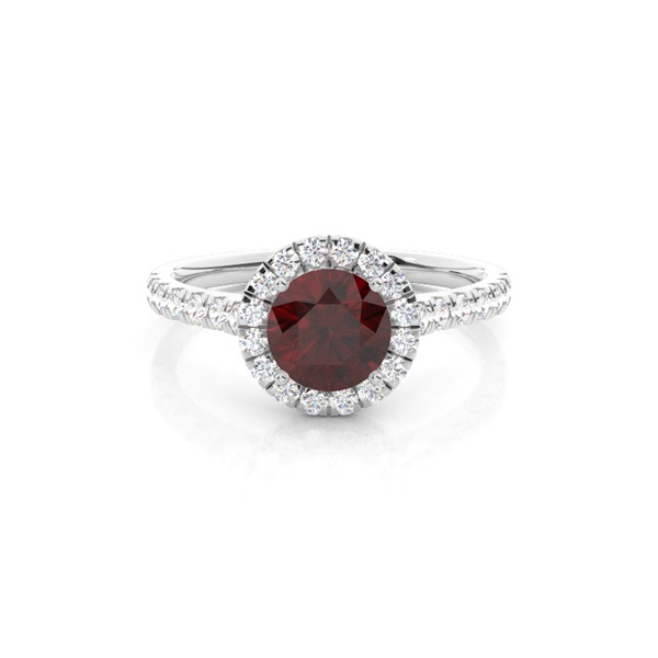 Prong Setting Garnet Halo Engagement Ring