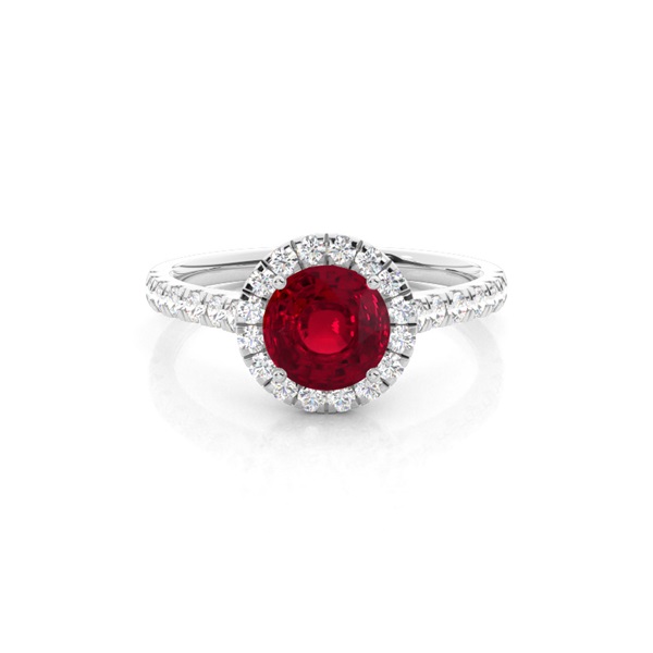 Prong Setting Ruby Halo Engagement Ring