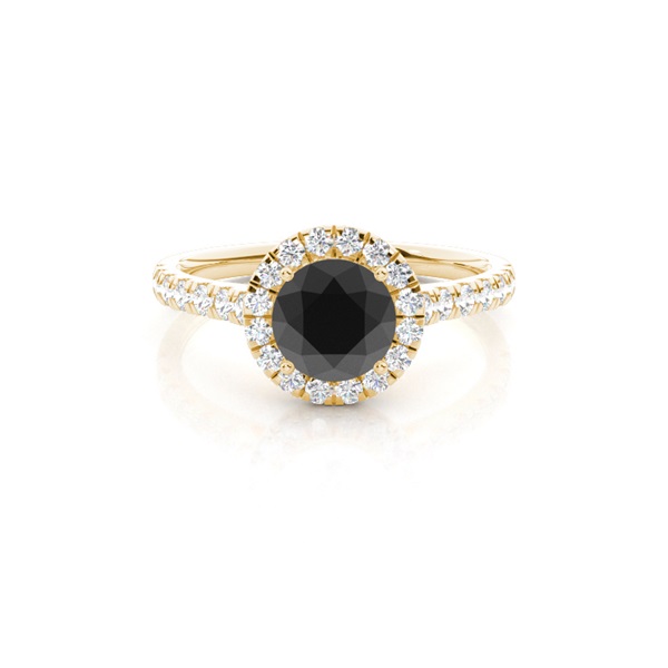 Round Black Diamond Halo Engagement Ring