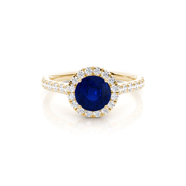 Prong Setting Blue Saphire Halo Engagement Ring