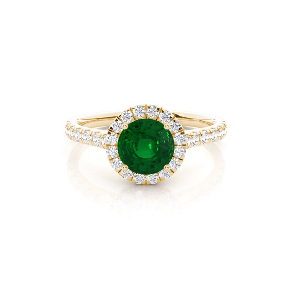 Prong Setting Emerald Halo Engagement Ring