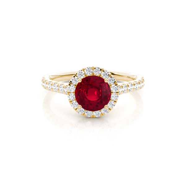 Prong Setting Ruby Halo Engagement Ring