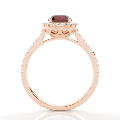 Granat-Halo-Verlobungsring In Krappenfassung