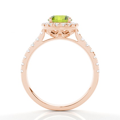 Peridot Halo Verlobungsring In Krappenfassung