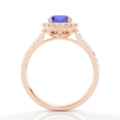 Krappenfassung Tansanit Halo-Verlobungsring