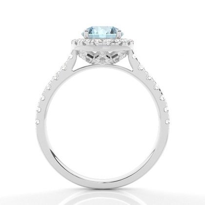 Aquamarin-Halo-Verlobungsring In Krappenfassung