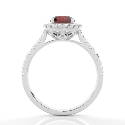 Granat-Halo-Verlobungsring In Krappenfassung