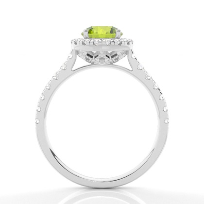 Peridot Halo Verlobungsring In Krappenfassung