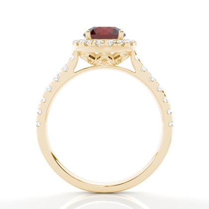 Prong Setting Garnet Halo Engagement Ring