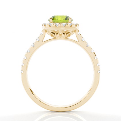 Peridot Halo Verlobungsring In Krappenfassung