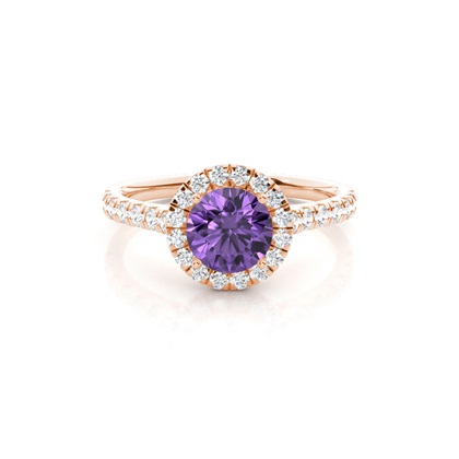Prong Setting Amethyst Halo Engagement Ring