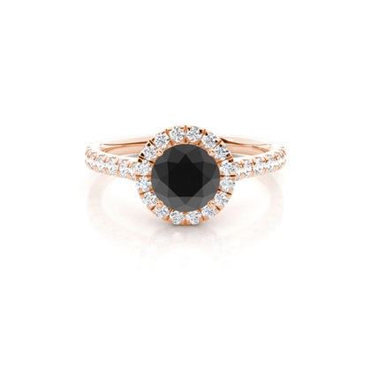 Round Black Diamond Halo Engagement Ring