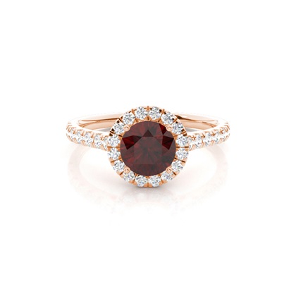 Prong Setting Garnet Halo Engagement Ring