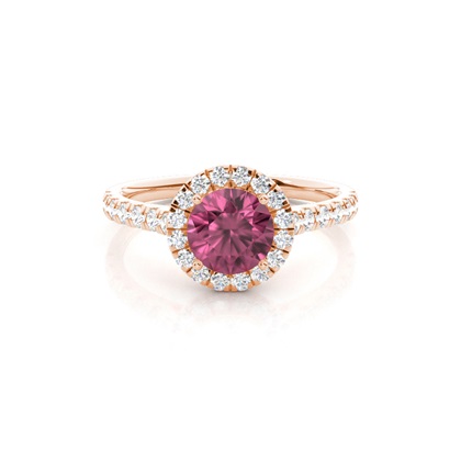 Prong Setting Pink Tourmaline Halo Engagement Ring