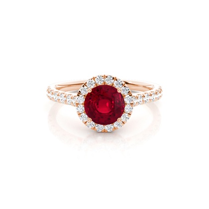 Prong Setting Ruby Halo Engagement Ring