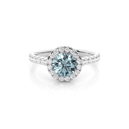 Prong Setting Aquamarine Halo Engagement Ring