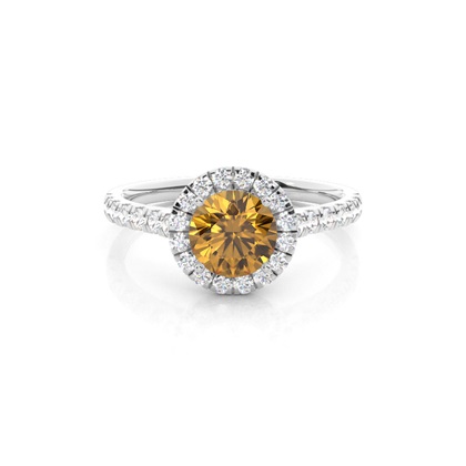 Prong Setting Citrine Halo Engagement Ring