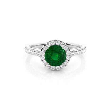 Prong Setting Emerald Halo Engagement Ring