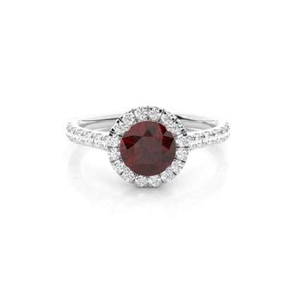 Prong Setting Garnet Halo Engagement Ring