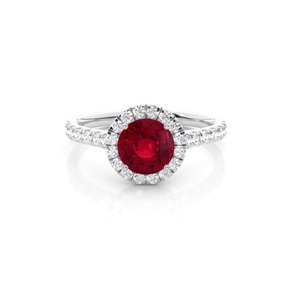 Prong Setting Ruby Halo Engagement Ring