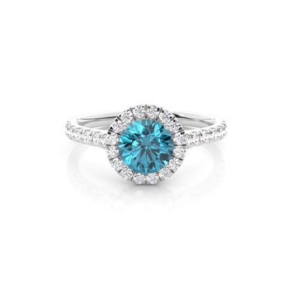 Prong Setting Topaz Halo Engagement Ring