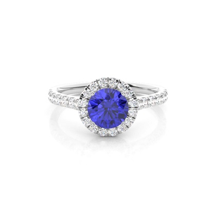Prong Setting Tanzanite Halo Engagement Ring