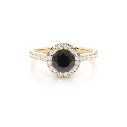 Round Black Diamond Halo Engagement Ring
