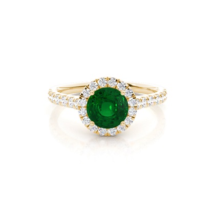 Prong Setting Emerald Halo Engagement Ring
