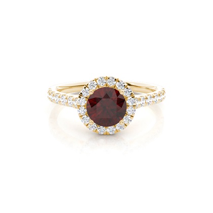 Prong Setting Garnet Halo Engagement Ring