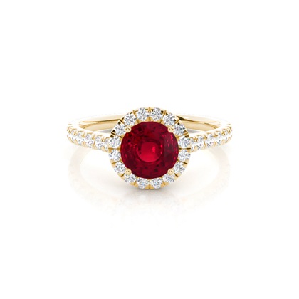 Prong Setting Ruby Halo Engagement Ring