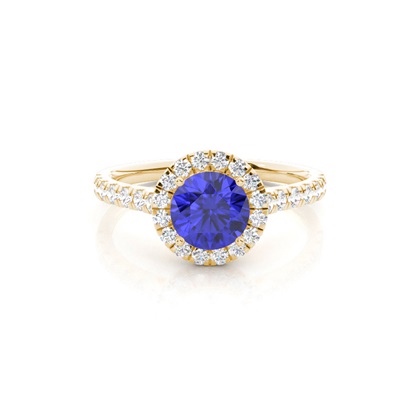 Prong Setting Tanzanite Halo Engagement Ring