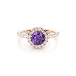 Prong Setting Amethyst Halo Engagement Ring