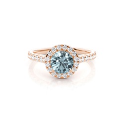 Prong Setting Aquamarine Halo Engagement Ring