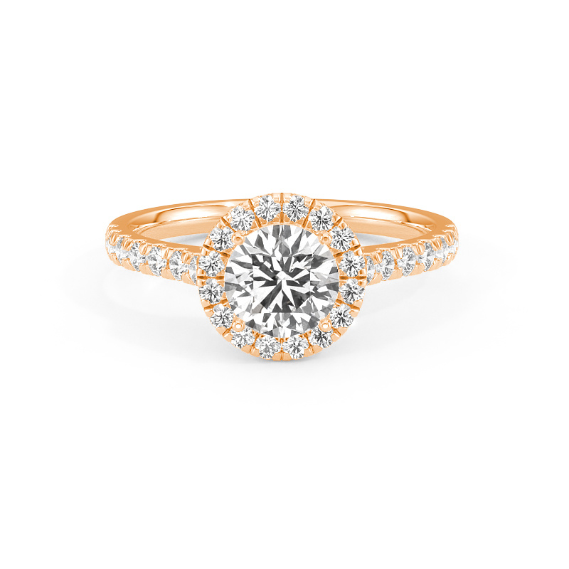 Prong Setting Side Stone Halo Engagement Ring