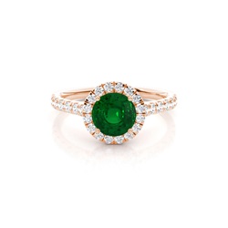 Prong Setting Emerald Halo Engagement Ring