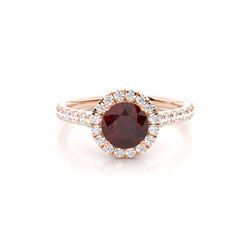 Prong Setting Garnet Halo Engagement Ring