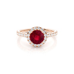 Prong Setting Ruby Halo Engagement Ring