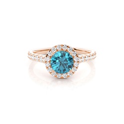 Prong Setting Topaz Halo Engagement Ring