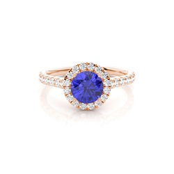 Prong Setting Tanzanite Halo Engagement Ring