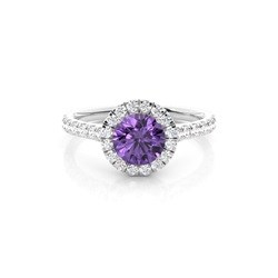 Prong Setting Amethyst Halo Engagement Ring