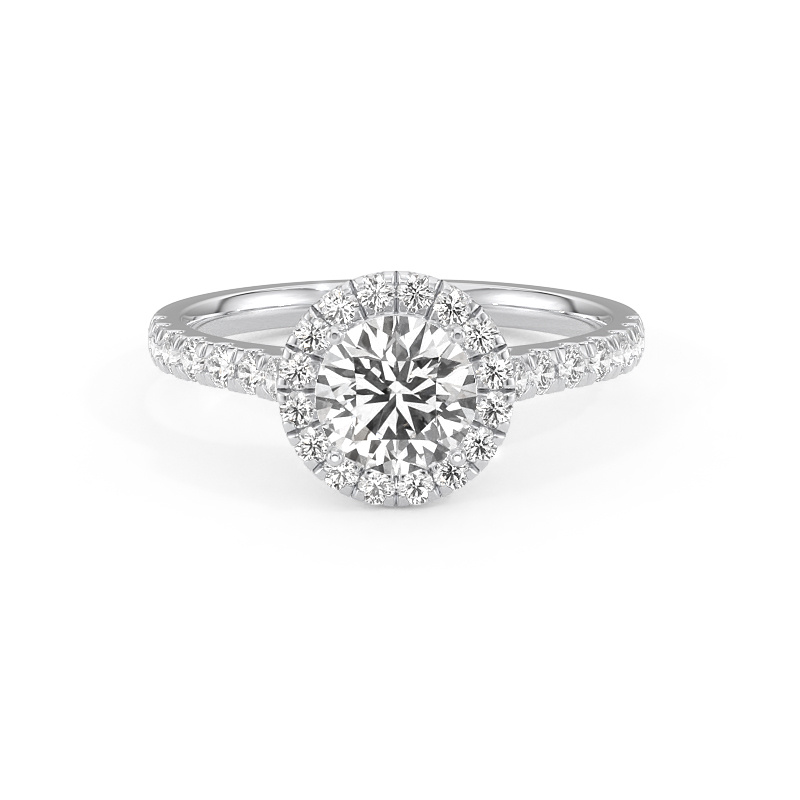 Prong Setting Side Stone Halo Engagement Ring