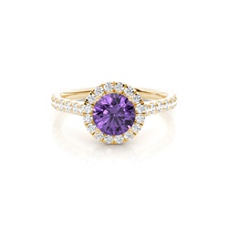 Prong Setting Amethyst Halo Engagement Ring