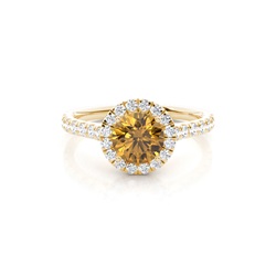 Prong Setting Citrine Halo Engagement Ring