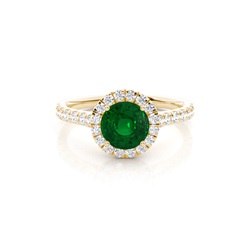 Prong Setting Emerald Halo Engagement Ring