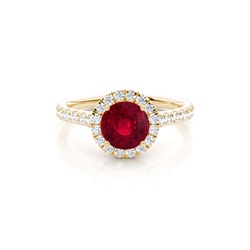Prong Setting Ruby Halo Engagement Ring