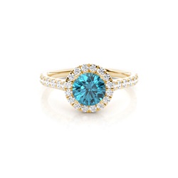 Prong Setting Topaz Halo Engagement Ring