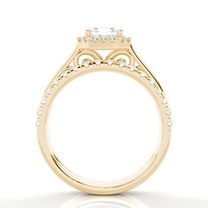 Asscher Yellow Gold Bridal Set Engagement Rings
