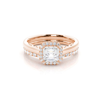 Rose Gold Bridal Set Diamond Engagement Rings