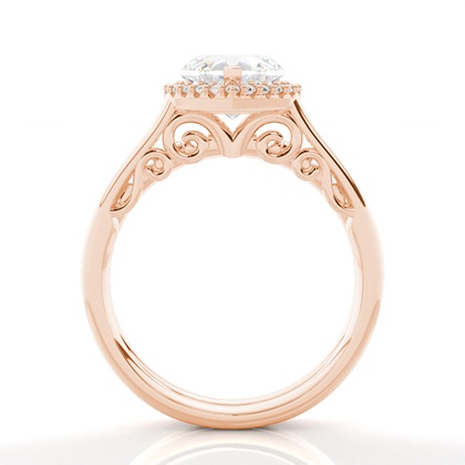 Heart Rose Gold Bridal Set Engagement Rings