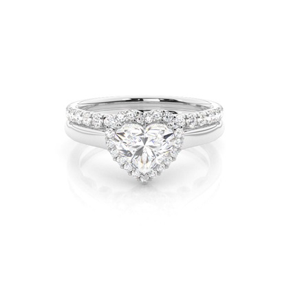 Heart Bridal Diamond Engagement and Wedding Ring Sets